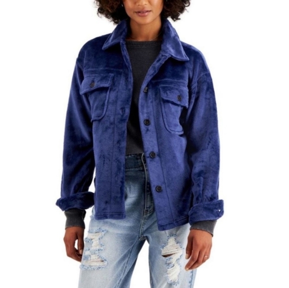 NEW Crave Fame Juniors Faux Fur Shacket - Picture 1 of 14